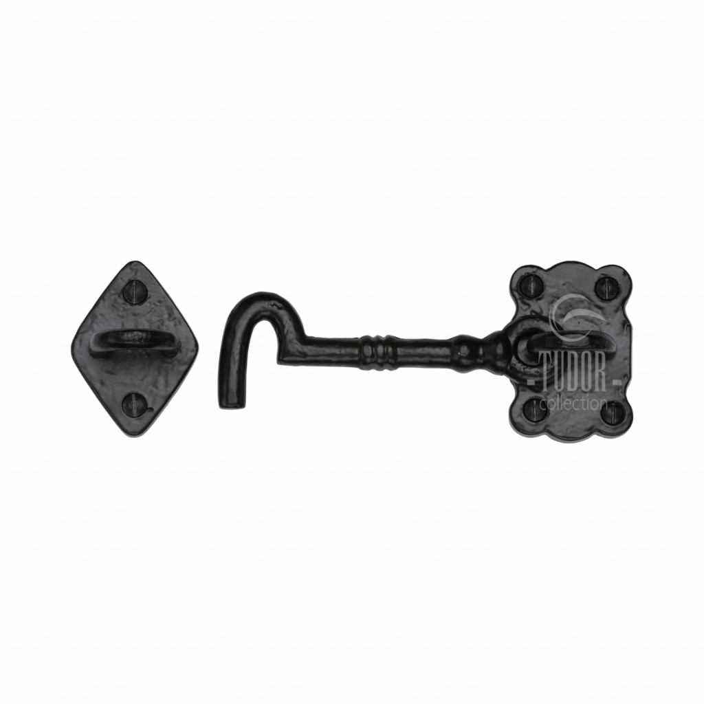 Tudor Rustic Black Cabin Hooks for Holding Doors Open – 102mm & 152mm overall lengths available